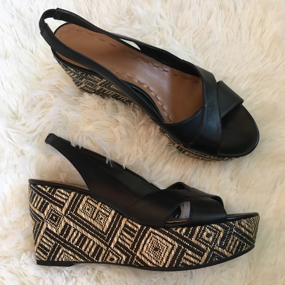 Tahari Black Alyssa sling-back Wedge Size 8